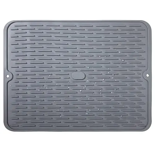 Produktbild: Abtropfmatte aus Silikon Hitzebeständig Geschirr Trockenmatte Rutschfest Umweltfreundlich für Kitchen zum Trocknen von Tassen Grau 40 x 30 cm