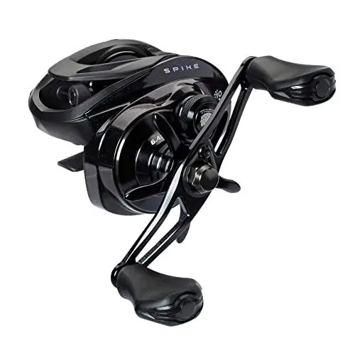 Produktbild: Abu Garcia Spike® Wurfrolle Angelrolle Low Profile Baitcastrollen Raubfischangeln Barsch Zander Unisex Grün/Lila/Schwarz LP | Linkshänder | 5,4:1