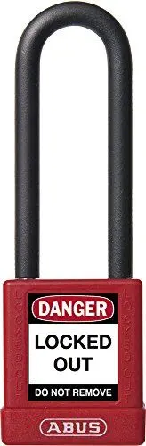 Produktbild: ABUS 59116 75 mm Nicht Leitendem Lock Out Anhänger Aus Eloxiertem Aluminium Vorhängeschloss, Bügel Lang, Rot