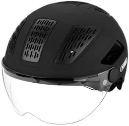 Produktbild: ABUS Stadthelm Hyban 2.0 ACE - Fahrradhelm mit Visier, Licht und ABS-Hartschale - für Damen und Herren - Schwarz (velvet black), Größe L
