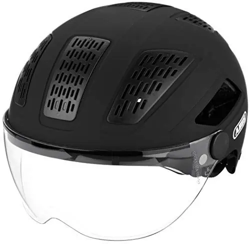 Produktbild: ABUS Stadthelm Hyban 2.0 ACE - Fahrradhelm mit Visier, Licht und ABS-Hartschale - für Damen und Herren - Schwarz (velvet black), Größe L