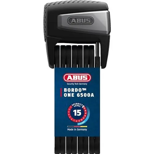 Produktbild: ABUS Faltschloss BORDO One™ 6500A - Smartes Fahrradschloss mit Alarm - schlüsselloses Öffnen per Smartphone und Smartwatch - inkl. Halter - ABUS-Sicherheitslevel 15