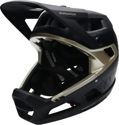 Produktbild: ABUS Fullface-Helm AirDrop MIPS - MTB: Downhill, Freeride und Enduro - Mountainbike-Helm mit optimierter Belüftung und Ambient Sound Channel - für Erwachsene, Schwarz/Gold, Größe S/M