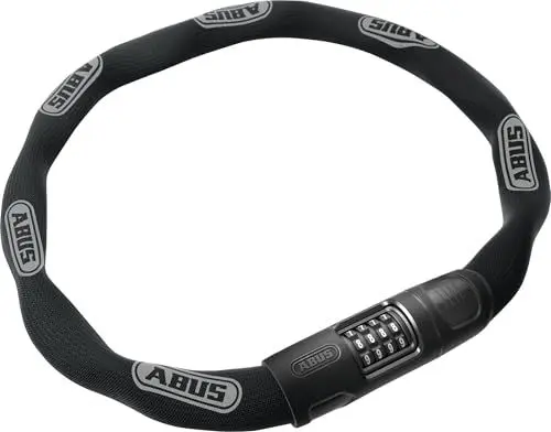 Produktbild: ABUS Kettenschloss 8808C - stabiles Zahlenschloss aus speziell gehärtetem Stahl - gut lesbare Zahlen mit Verdeck - ABUS-Sicherheitslevel 9 - 110 cm - Schwarz