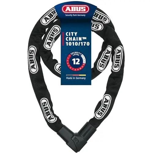 Produktbild: ABUS Kettenschloss CityChain 1010 – Fahrradschloss aus gehärtetem Stahl Sicherheitslevel 12 – 170 cm – Schwarz