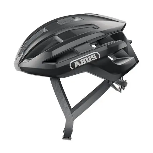 Produktbild: ABUS Rennradhelm PowerDome - leichter Fahrradhelm mit cleverem Belüftungssystem und aerodynamischem Profil - Made in Italy - für Damen und Herren - Schwarz Glänzend, Größe M