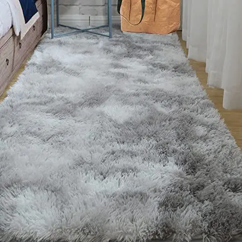 Produktbild: ABWXN Hochflor Teppich Flauschig 60x120 cm Flauschiger Teppich, Modern Langflor Shaggy Teppich für Wohnzimmer,Schlafzimmer - Hellgrau