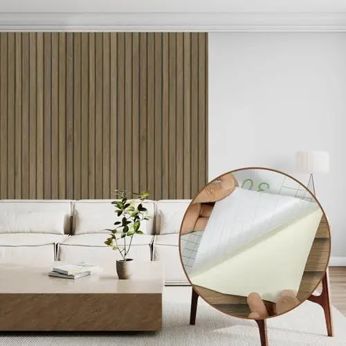Produktbild: Abyssaly Tapete Klebefolie Möbel Holzoptik, Möbelfolie Selbstklebend Folie, 3D Effekt Wandpaneele Holz Dekorfolie, PVC Möbelaufkleber für Möbel Wohnzimmer Schlafzimmer Schränke 40cmX300cm