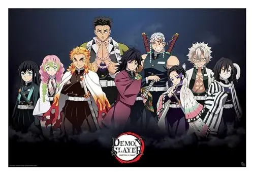 Produktbild: ABYSTYLE Demon Slayer Pillars 61 x 91,5 cm / 24,2 x 35,8 Zoll Maxi-Poster – Gerollt geliefert – Kunstposter – Wandposter – Poster & Drucke | Demon Slayer Merchandising