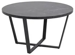 Produktbild: AC Design Furniture Albert runder Couchtisch, Wohnzimmertisch rund, Couchtisch für Wohnzimmer, einfach zu montieren, Tisch mit schwarzer Marmor Optik und Metallgestell, Ø: 77 x H: 44 cm, 1 Stk.