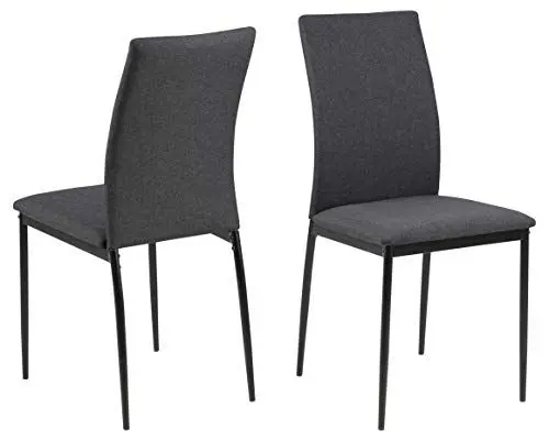 Produktbild: AC Design Furniture Devin Esszimmerstühle 4er Set, H: 92 x B: 43,5 x T: 53 cm, Grau/Schwarz, Stoff/Metall