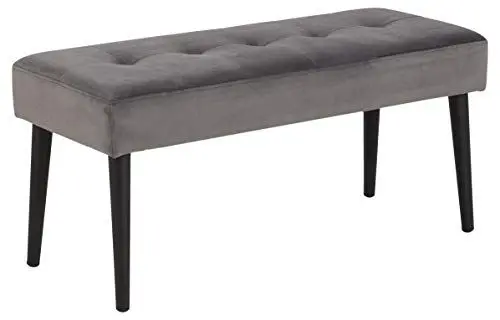 Produktbild: AC Design Furniture Gloria Bank, Sitzbank mit Grauer Samtbezug und Schwarzen Metallbeine, Polsterbank im Moderner Stil, Esszimmermöbel, Flürmöbel, L: 95 x H: 45 x W: 38 cm, 6.7
