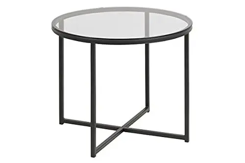 Produktbild: AC Design Furniture Gurli Rund Beistelltisch, B: 55 x T: 55 x H: 45 cm, Klar/Schwarz, Glas/Metall, 1 Stk.
