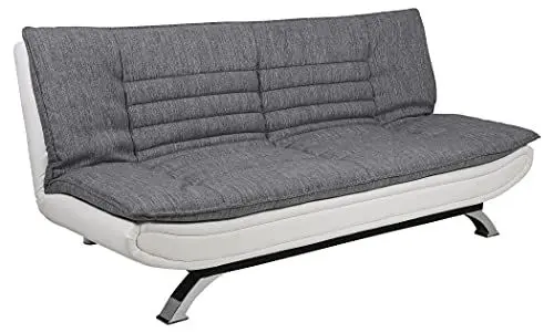 Produktbild: AC Design Furniture Jasper Bettcouch Hellgrau/Weiß, Schlafsofa mit 3 Liegepositionen, Moderner 3-Sitzer Ohne Armlehne, Gepolstert mit Verchromten Beinen, L: 196 x H: 91 x T: 98 cm
