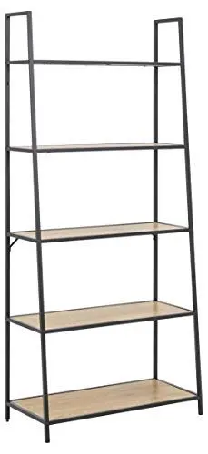 Produktbild: AC Design Furniture Jörn Leiterregal mit 5 Ablagen, H: 174,5 x B: 77 x T: 36 cm, Wildeiche/Schwarz, Holz/Metall, 1 Stk.