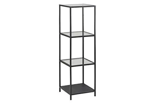 Produktbild: AC Design Furniture Jörn Metall Bücherregal mit 3 Ablagen, Regal aus Metall und Glas im Industrial Style, Aufbewahrungsregal für Wohnzimmer, Home Office Möbel, Schlafzimmermöbel, Einfach zu Montieren