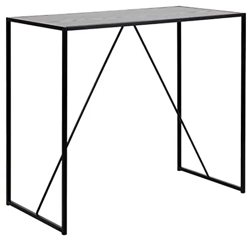 Produktbild: AC Design Furniture Jörn Moderner Skandinavischer Bartisch, H: 105 x B: 120 x T: 60 cm, Schwarz Esche Optik/Schwarz, Holz/Metall, 1 Stk.