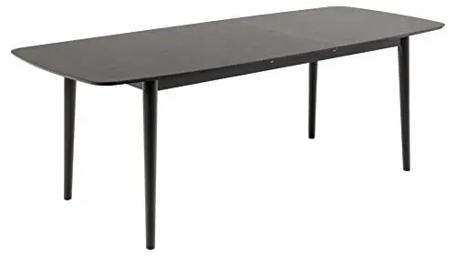 Produktbild: AC Design Furniture Monty Ausziehbarer Esstisch für 6 Personen, Rechteckige Tischplatte aus Schwarzem Eichenfurnier mit Runden Beinen, Küchentisch mit Ausziehplatte, B: 180 x H: 75 x T: 90 cm