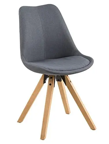 Produktbild: AC Design Furniture Nadia Esszimmerstühle 2er Set, Graue Küchenstühle, Polstersitz in Flachgewebe und Holzbeine, Dunkelgrau/Natur, Esszimmermöbel im Skandinavischen Stil, B: 48,5 x H: 85 x T: 55 cm