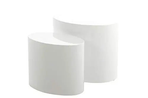 Produktbild: AC Design Furniture Rico Couchtisch in Weiß Hochglanzoptik 2er Set, Platzsparende Ovale Beistelltische für das Wohnzimmer, Moderne Satztische, B: 48 x H: 40 x T: 33 cm und B: 40 x H: 33 x T: 24,5 cm