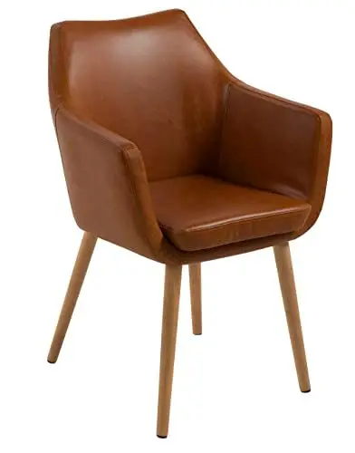 Produktbild: AC Design Furniture Trine Esszimmerstuhl, B: 58 x T: 58 x H: 84 cm, Braun/Eiche, Kunstleder/Eiche, 1 Stk