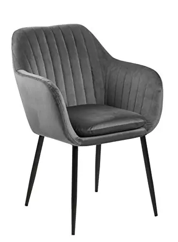 Produktbild: AC Design Furniture Wendy Esszimmerstuhl, B: 57 x T:61 x H: 83 cm, Dunkelgrau/Schwarz, Samt/Metall, 1 Stk.