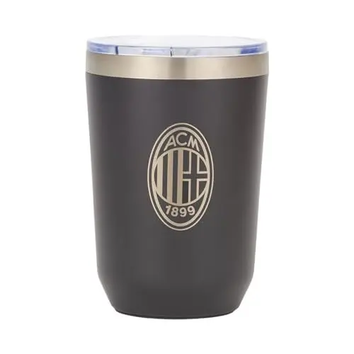 Produktbild: AC Milan Thermobecher für Kaffee, Milch und Tee, 0,38 l, Schwarz, offizielles Produkt