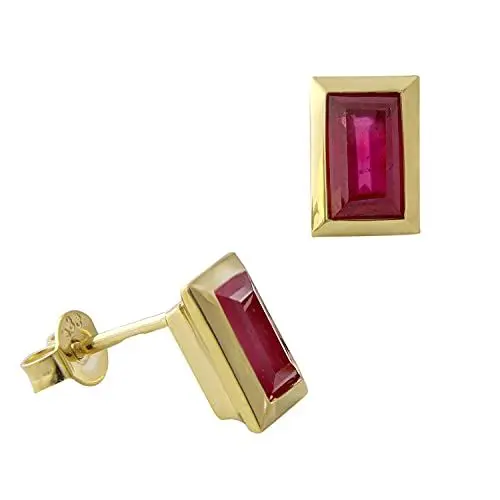 Produktbild: Acalee Rubin-Ohrringe Gold 333 / 8K Ohrstecker mit Rubin zauberhafter Ohrschmuck, elegante Geschenkidee für Frauen, edler Geburtsstein, 70-1026-07