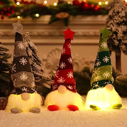 Produktbild: ACAREY Weihnachtsdeko 3 Stück Weihnachten Deko Wichtel mit LED Licht Weihnachtswichtel Figuren Plüsch Wichtel Figuren Wichtel Zubehör Weihnachten Für Weihnachtsdeko Innen