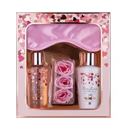 Produktbild: Accentra - Geschenkset Frauen Heart Cascade - Beauty Set mit Schlafmaske, Duschgel, Bodylotion & Rosen Badekonfetti – Wellness Set für Frauen und Mädchen zum Geburtstag & besonderen Anlässen