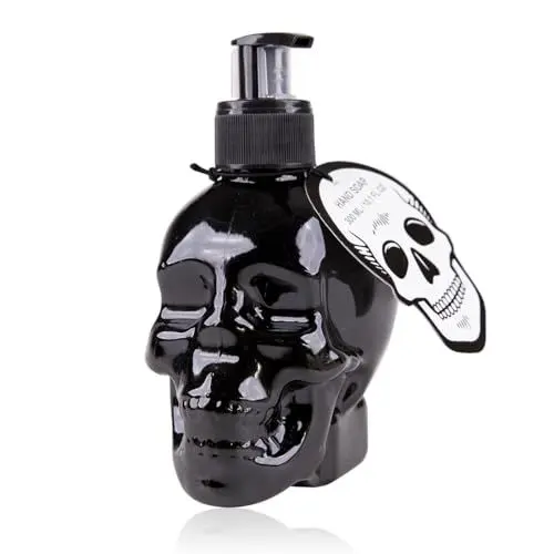 Produktbild: accentra Seifenspender Totenkopf mit Flüssigseife - Schädel/Skull - Totenkopf Deko für das Badezimmer, Schwarz