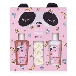 Produktbild: Accentra - Geschenkset Frauen Sweet Dreams - Beauty Set mit Panda Schlafmaske, Duschgel, Bodylotion & Rosen Badekonfetti – Wellness Set für Frauen und Mädchen zum Geburtstag & besonderen Anlässen