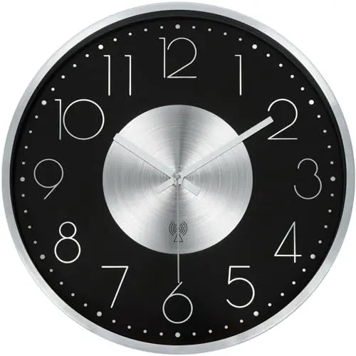 Produktbild: ACCSHINE Funkuhr Wanduhr Ohne TickgeräUsche Lautlos 30cm Quarz Batterie Betriebene Groß Wanduhr Einfach zu Lesen für Zimmer Zuhause KüChe Schlafzimmer Büro Schule (Silber)