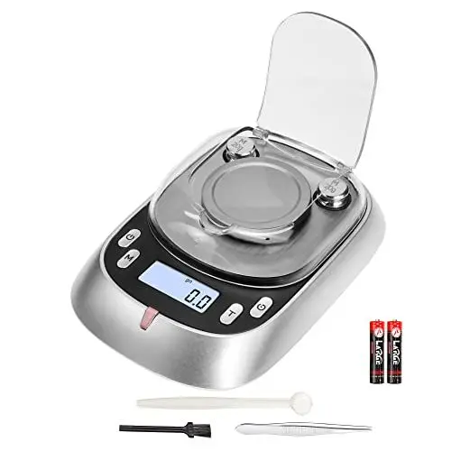 Produktbild: ACCT Milligramm-Waage, 50 g-0,001 g, 7 Einheiten, hochpräzise Waage mit LCD-Hintergrundbeleuchtung, Tara-Funktion, mg Skala für Pulver, Gold, Schmuck (Batterien im Lieferumfang enthalten)
