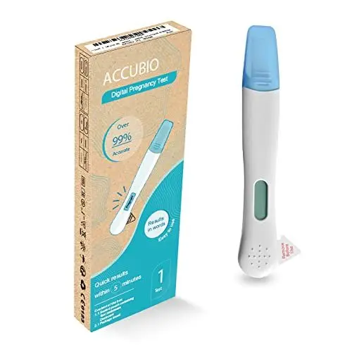 Produktbild: ACCUBIO Digitaler Schwangerschaftstest Erstreaktion Frühschwangerschaftstest, HCG-Fruchtbarkeitstest, Schnellerkennung zu Hause, über 99% genau, Ergebnis in Worten innerhalb von 5 Minuten, 1Test