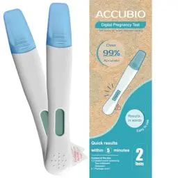 Produktbild: ACCUBIO Digitaler Schwangerschaftstest über 99 % genau, Ergebnis in Wörtern innerhalb von 5 Minuten, HCG-Schwangerschaftstest, Schnellerkennung, 25 miu/ml 2 Tests