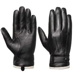 Produktbild: Acdyion Herren Winter Lederhandschuhe Touchscreen geeignet Wollfutter Handschuhe aus Echtleder, Schwarz, (L)
