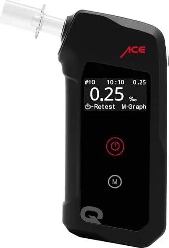 Produktbild: ACE Q Alkoholtester - Promilletester mit Speicher und OLED-Display - polizeigenau kalibriert - Alkotester für Auto und Party