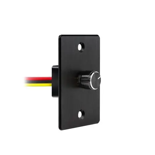 Produktbild: acegoo 12V Dimmer Wohnmobil Licht Drehbarer Dimmerschalter PWM für Camper, Wohnwagen, Boot, LKW, Auto, Beleuchtung und Einzelfarbe LED Streifen, 6A Aluminium-Platte (Schwarz)