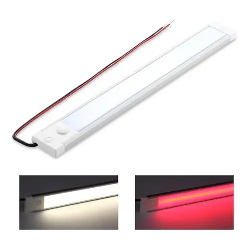 Produktbild: acegoo 12V LED Unterbauleuchte Wohnmobil Dimmbar Mit Integriertem Dimmschalter&Rotes Nachtlicht, unter Schrank Leuchten für Boot Yacht Wohnwagen Camper LKW, 305mm(4000K)