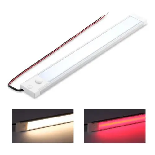 Produktbild: acegoo 12V LED Unterbauleuchte Wohnmobil Lampe Dimmbar Mit Integriertem Dimmschalter&Rotes Nachtlicht, unter Schrank Leuchten für Boot Yacht Wohnwagen Camper LKW, 305mm(3000K)