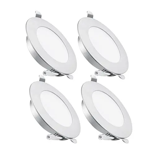 Produktbild: acegoo 4 x DC 12V LED Einbaustrahler Flach Einbauleuchte Spot Loch 68-75mm Aluminium 3W 285LM 4000K Downlight für Wohnmobil Boot Wohnwagen Camper-Van Möbel Schrank, Neutrales Licht