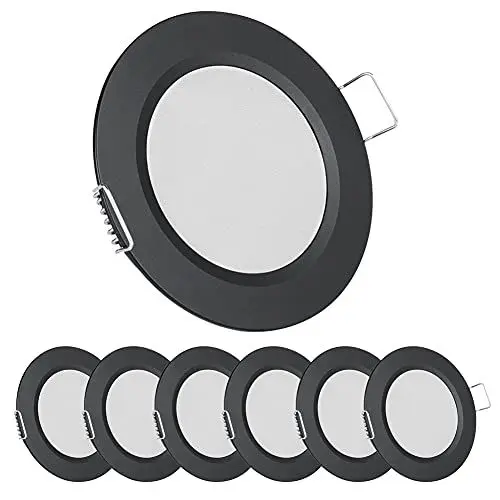 Produktbild: acegoo 6er Set 12V Einbaustrahler Wohnmobil LED Ultra Flach Einbauleuchten Spots Loch 57-64mm 2,5W 215LM Dimmbar Einbauspots Warmweiß für Boot Wohnwagen Möbel Schrank, 3000K Schwarz