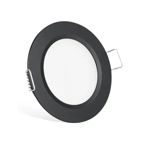 Produktbild: acegoo Einbauleuchte LED Einbaustrahler Spot 12V Downlight Flach Lampe Möbeleinbauleuchte für Wohnmobil Boot Wohnwagen Küche Bad Möbel Schrank, 3000K Schwarz 1 Stück