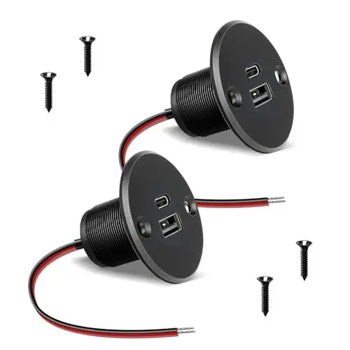 Produktbild: acegoo USB C Steckdose 12V Wohnmobil Ladegerät Vollaluminium, Typ C USB Anschluss PD3.0 QC3.0 KFZ Buchse Dose Einbau Adapter Zigarettenanzünder für Camper Auto Boot LKW Wohnwagen (2 x großes Panel)