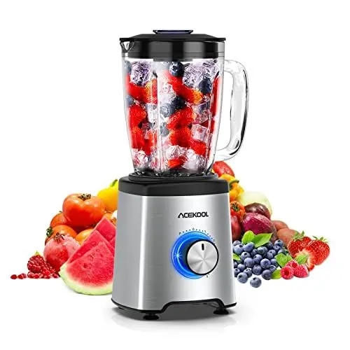 Produktbild: Acekool Standmixer, Smoothie Mixer 800W, Smoothie Maker Blender 1.75L mit BPA-Frei Glasbehälter, 6 Edelstahl Klingen, 21000U/Min, 5 Geschwindigkeitsstufen, Wenig Lärm- BC1(Energieklasse A+++)