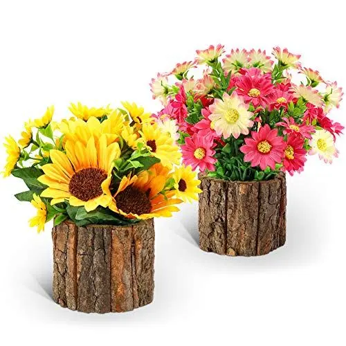 Produktbild: AceList Künstliche Blumen, künstliche Blumen/Mini-Topfpflanzen mit Rindentopf, kleine Pflanzen für drinnen und draußen, für Zuhause, Büro, Schreibtisch, Küche, Regal, Badezimmer, Dekoration