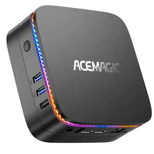 Produktbild: ACEMAGIC AK1Plus Mini PC, 12th Gen Ιntel Alder Lake Ν95 (up to 3.40 Ghz), 16GB DDR4 1TB M.2 SSD Mini Computer with Win 11 Pro | WiFi 5 | BT 4.2 | 4K UHD | RGB | RJ45, for Office Home Theatre