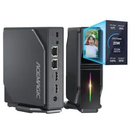 Produktbild: ACEMAGIC Mini PC Win 11 Ιntel Alder Lake-N95(bis zu 3,40GHz, 20W TDP), 16GB DDR4 1024GB M.2 SSD Mini Desktop Computer mit LCD Bildschirm, Dual LAN S1 Mini Tower PC mit RGB-Licht/WiFi 6/4K UHD