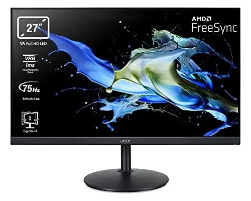 Produktbild: Acer CBA272B - 27-Zoll-Full-HD-75-Hz-PC-Monitor (1920 x 1080, 16 9, 1920 x 1080, 16 9, FreeSync, 1 ms VRB, 250 Nits, Comfy View, BluelightShield, Flickerless, VGA/1xHDMI), PC-Monitor, VGA/1xHDMI), PC-Monitor, Farbe Schwarz, CB2 27